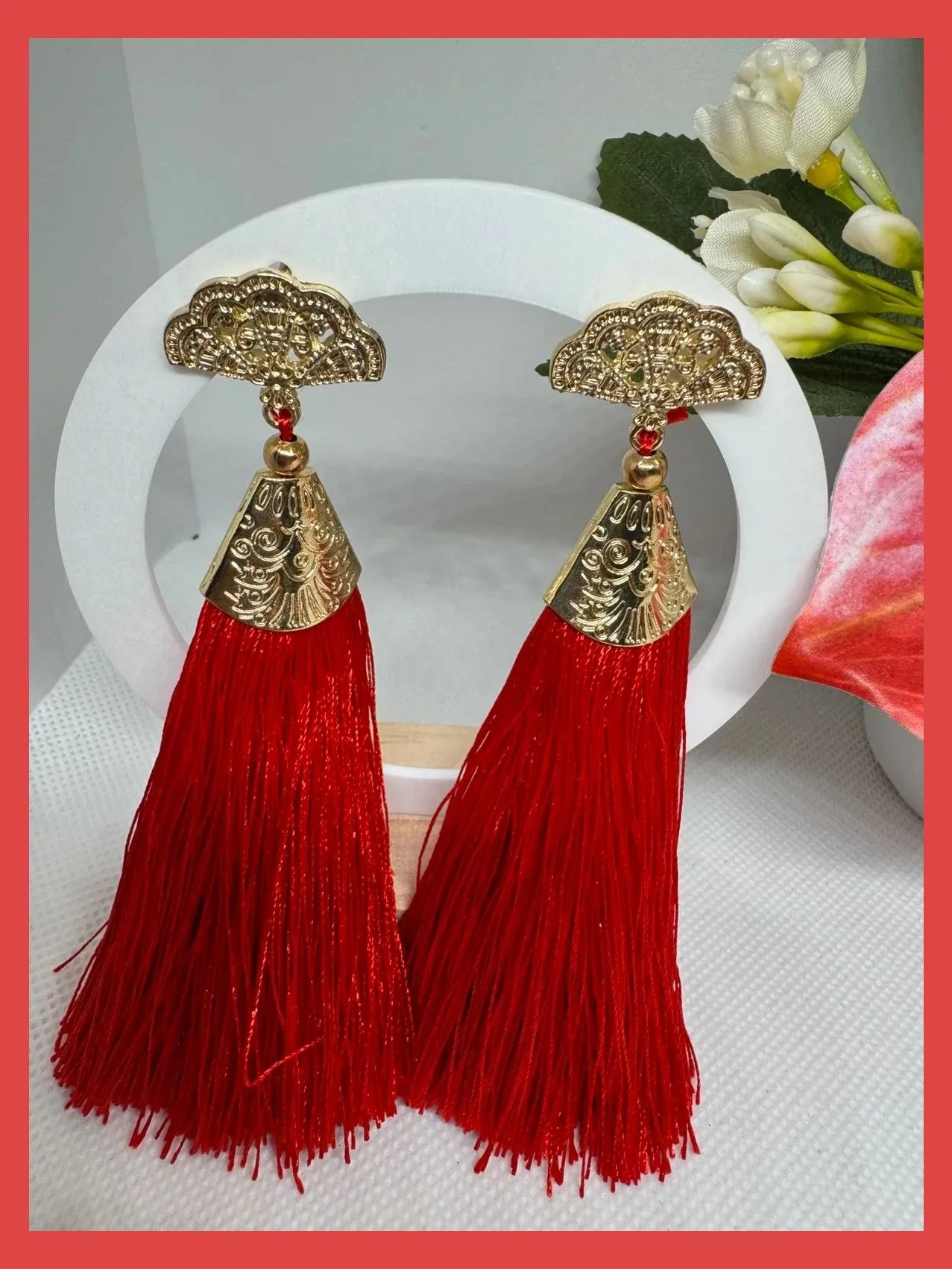 Pendientes largo acero con borlas 🦋 – Acero 3