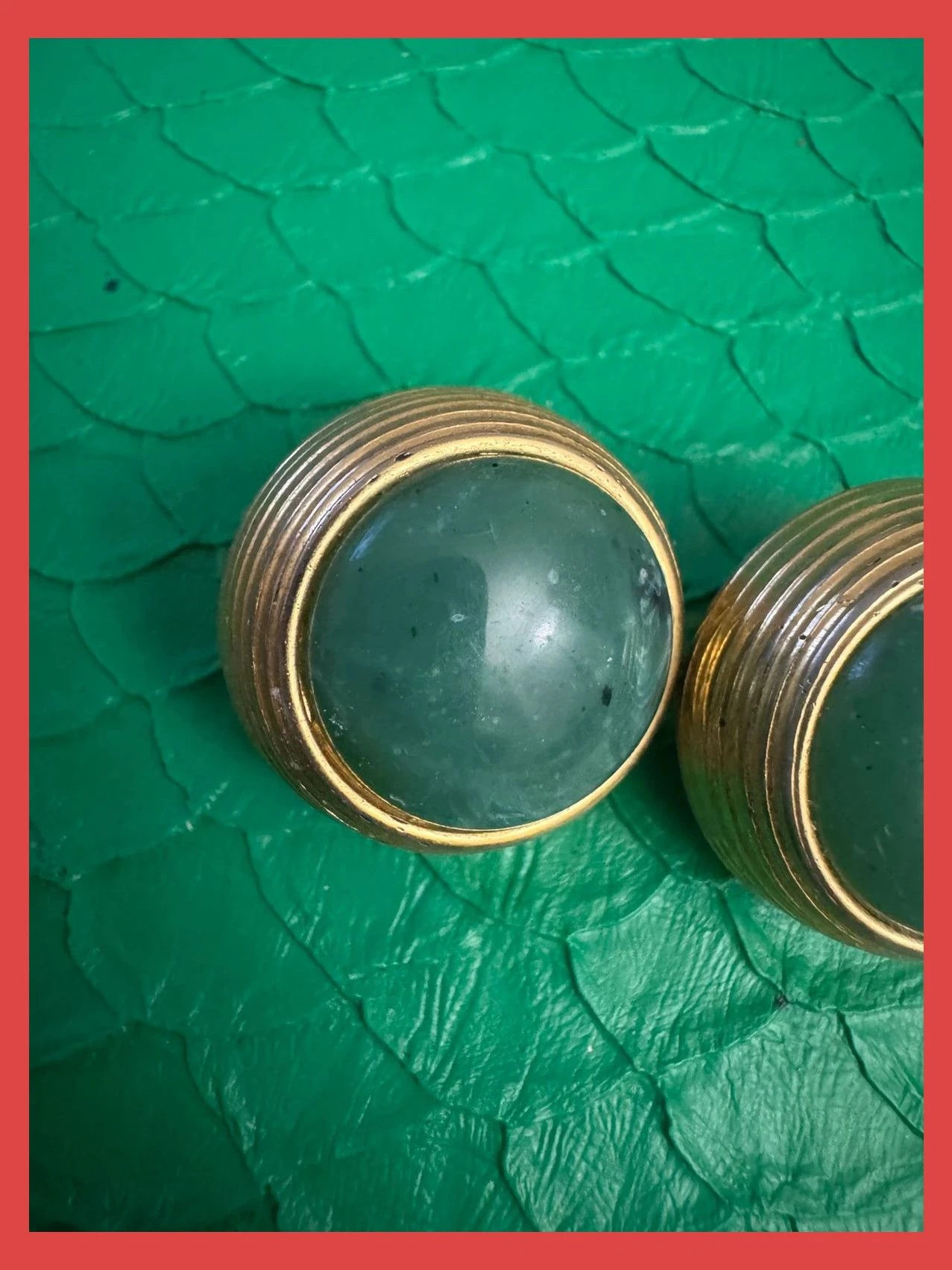Pendientes clip vintage con piedra Agata verde 🦋 – Vintage Dressing 2