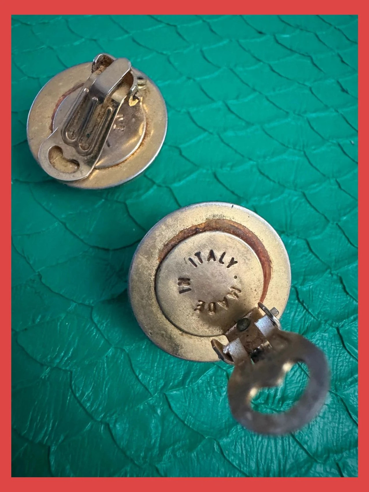 Pendientes clip vintage con piedra Agata verde 🦋 – Vintage Dressing 4