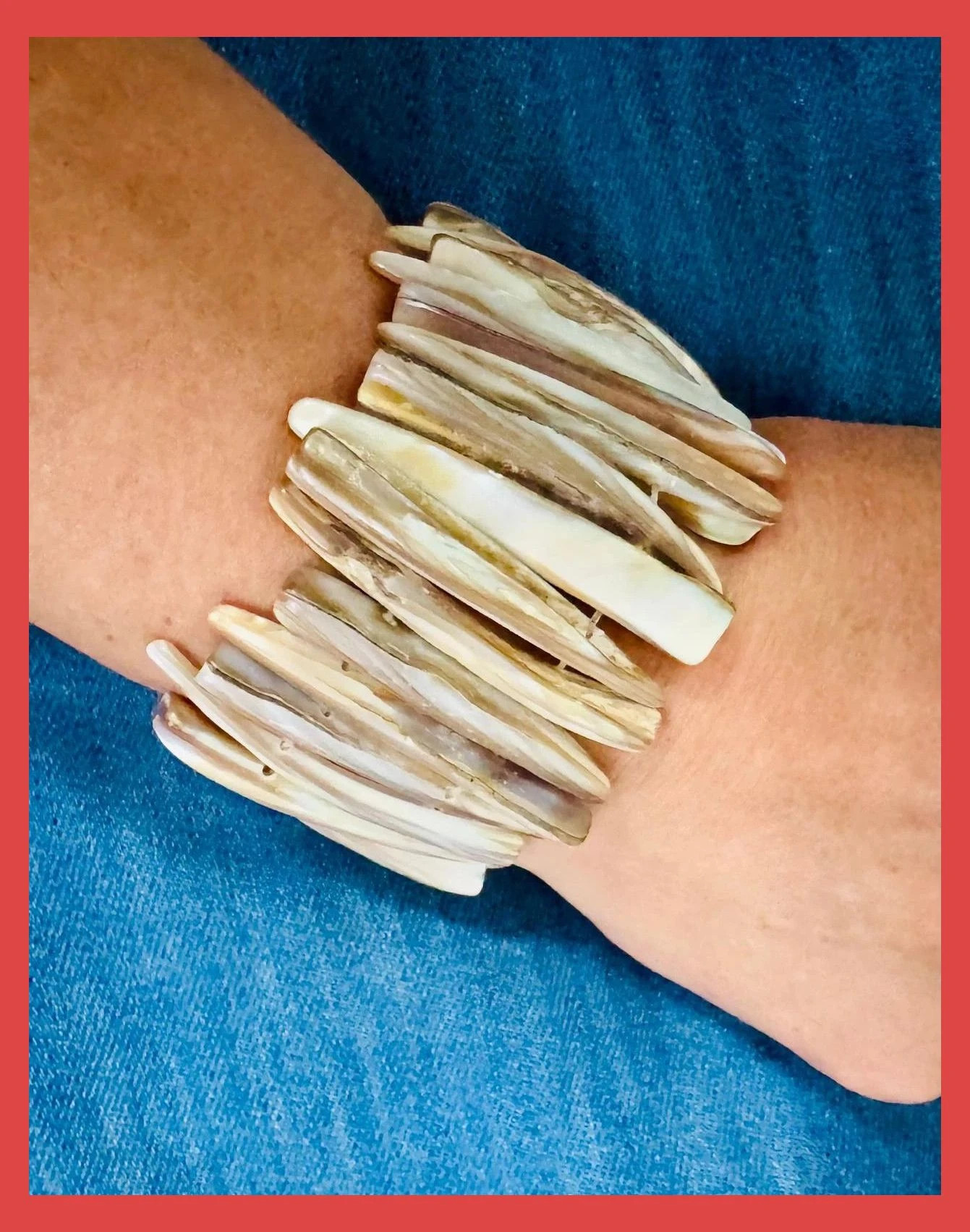 Pulsera ancha nácar , elástica 🦋 – Tocoto Vintage
