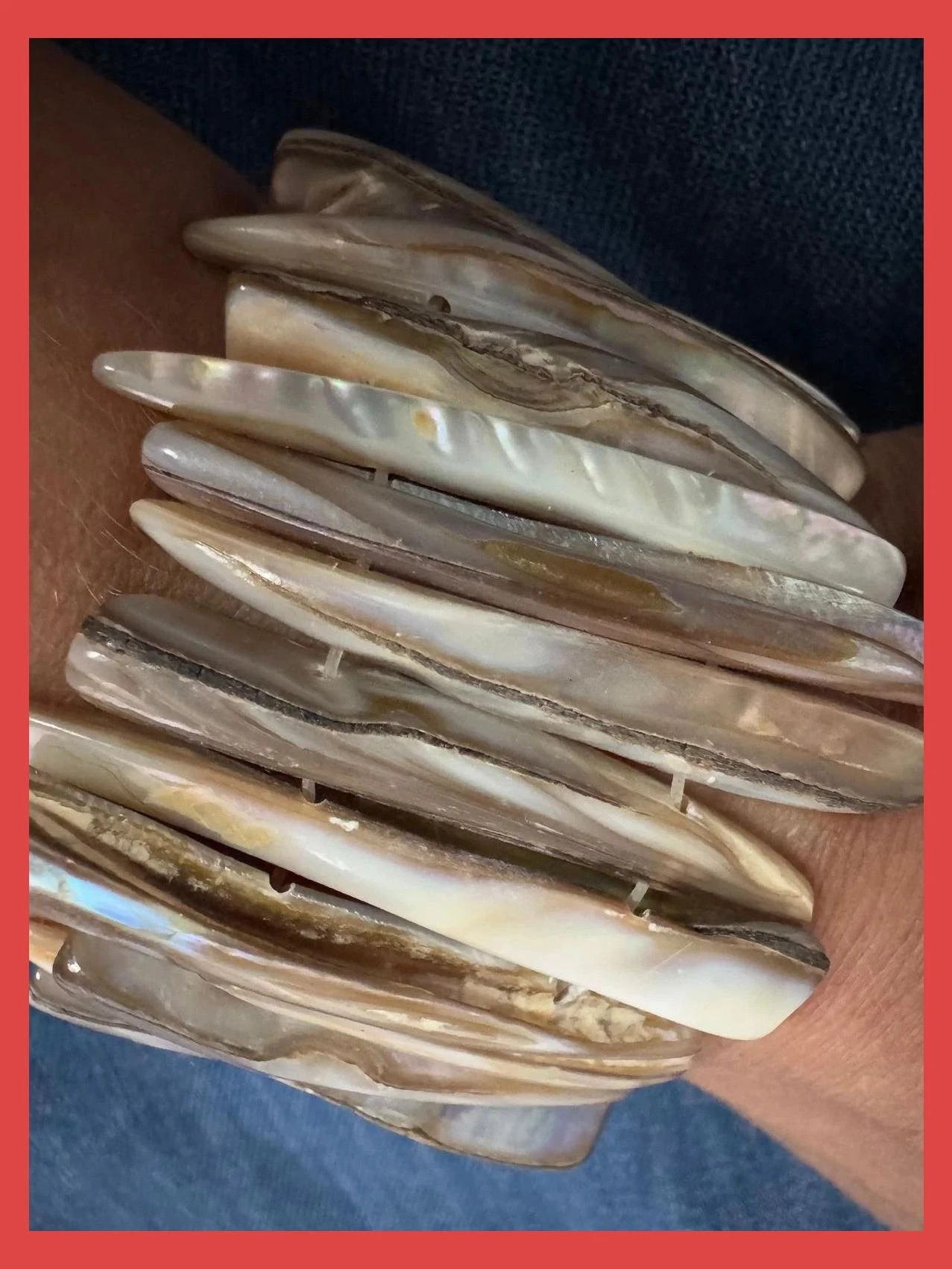 Pulsera ancha nácar , elástica 🦋 – Tocoto Vintage 5