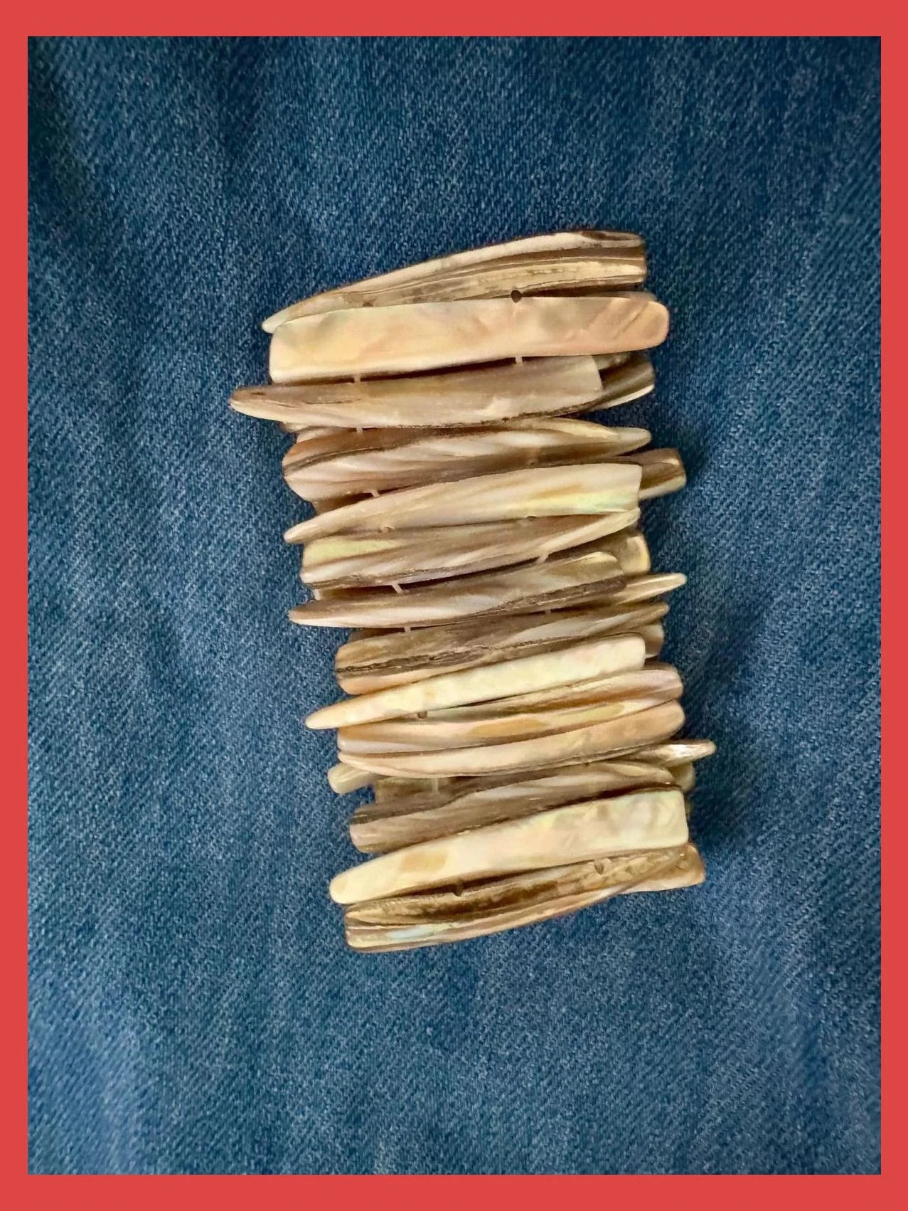 Pulsera ancha nácar , elástica 🦋 – Tocoto Vintage 3