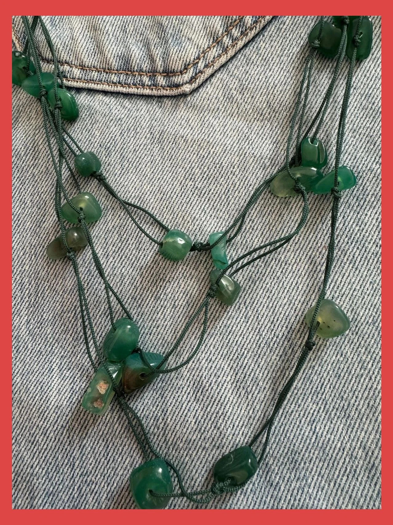 Collar piedra Agata verde 🦋 – Vintage Dressing 4