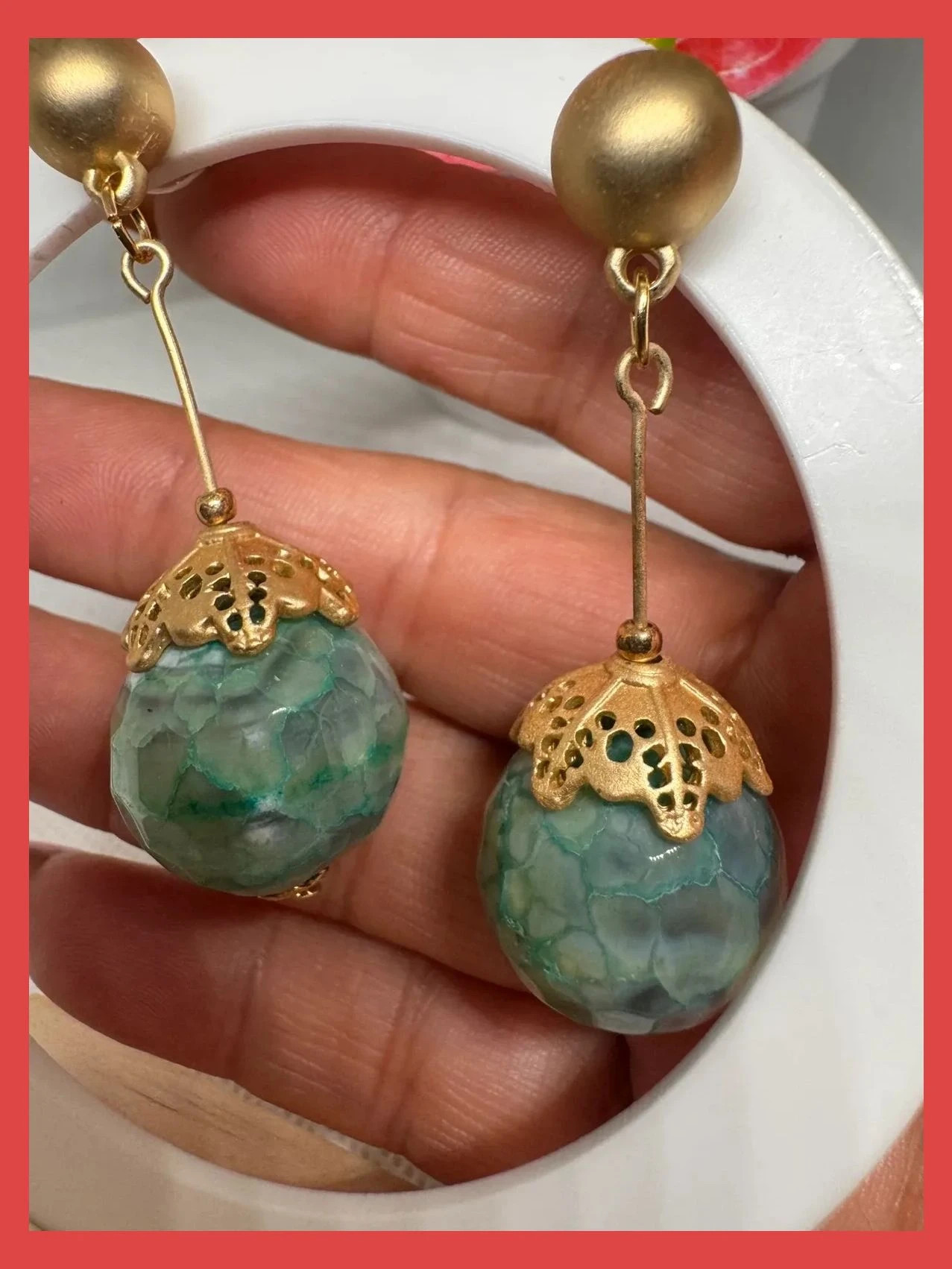 Pendientes dorados acero con piedra 🦋 – Acero 3