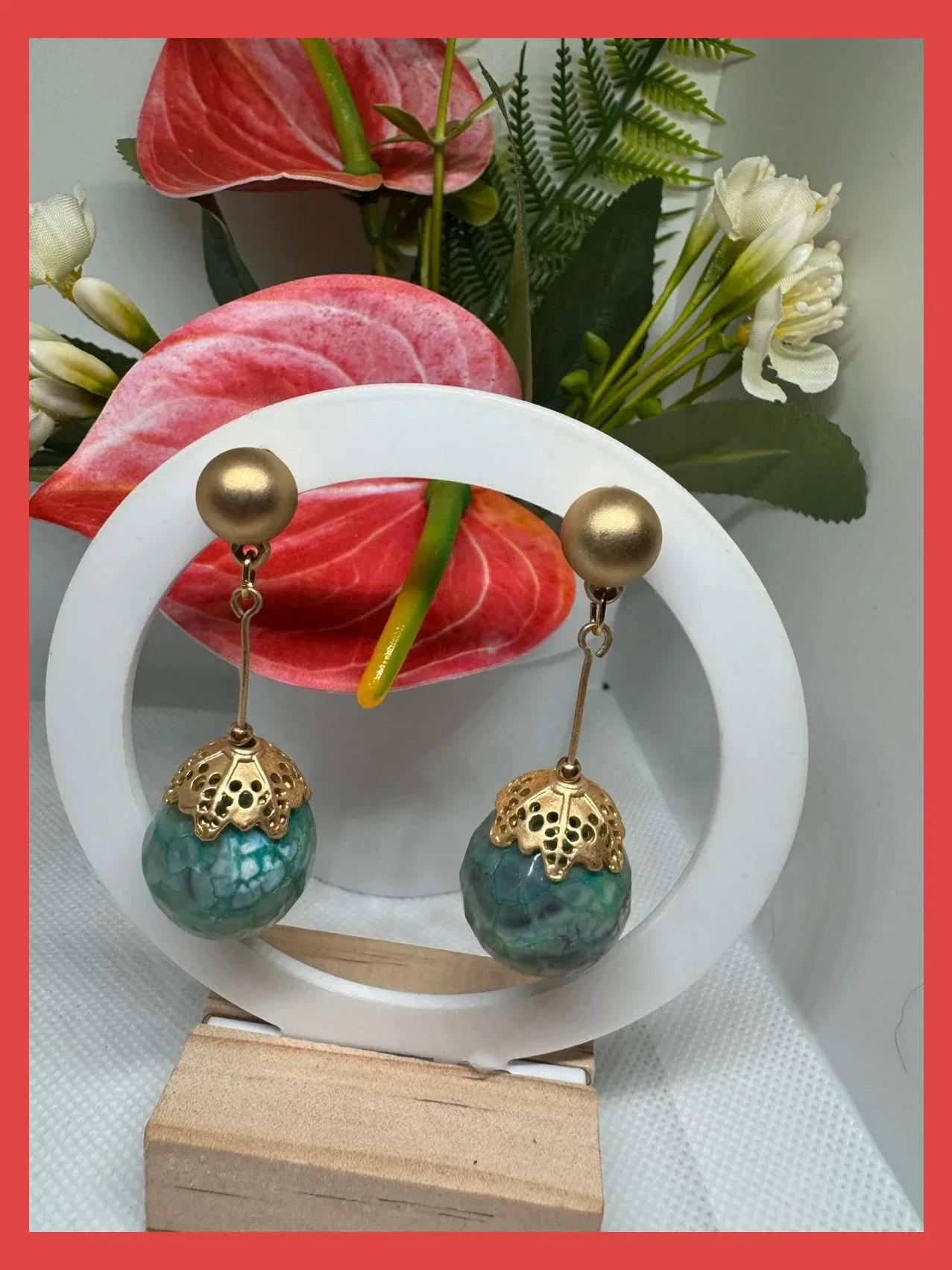 Pendientes dorados acero con piedra 🦋 – Acero 2
