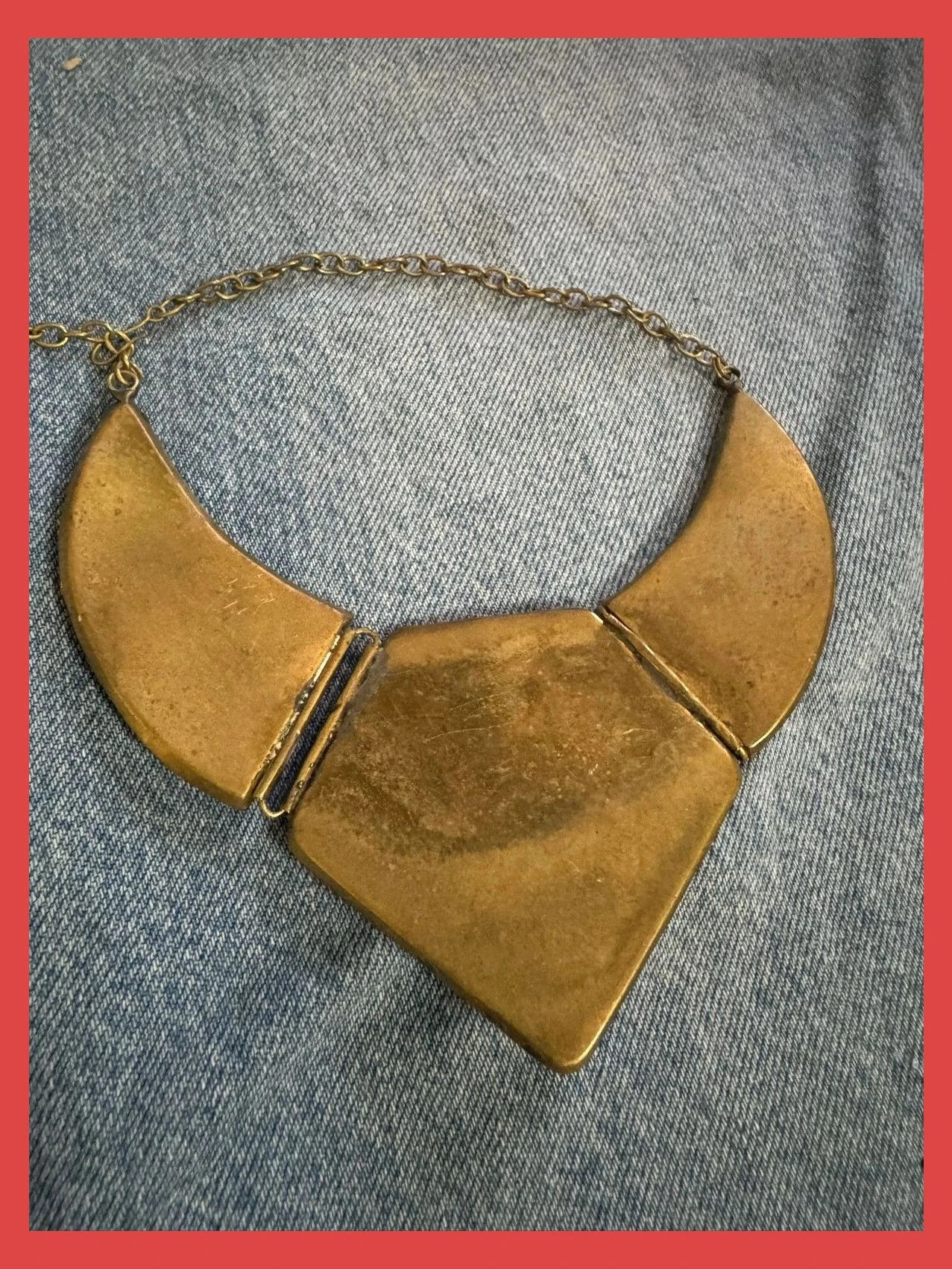 Collar vintage de latón con piedras naturales 🦋 – Vintage Dressing 4