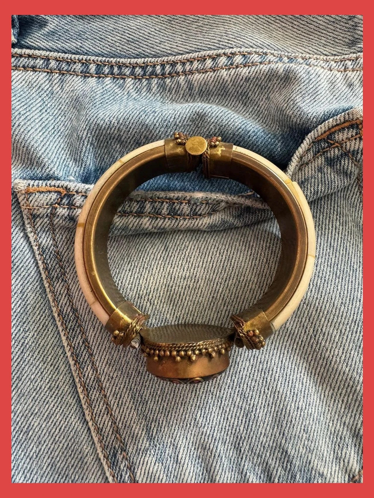 Brazalete ancho vintage con piedras naturales 🦋 – Vintage Dressing 5