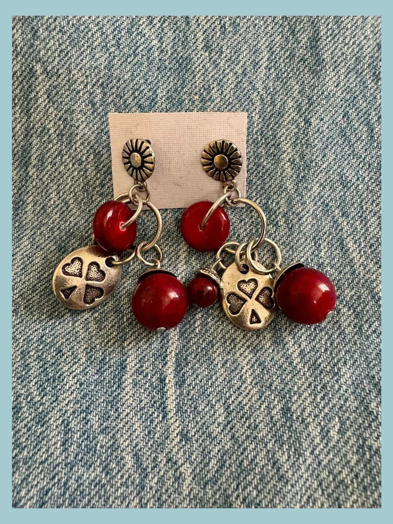 Pendientes vintage de alpaca y abalorios 🦋 – Alpaca