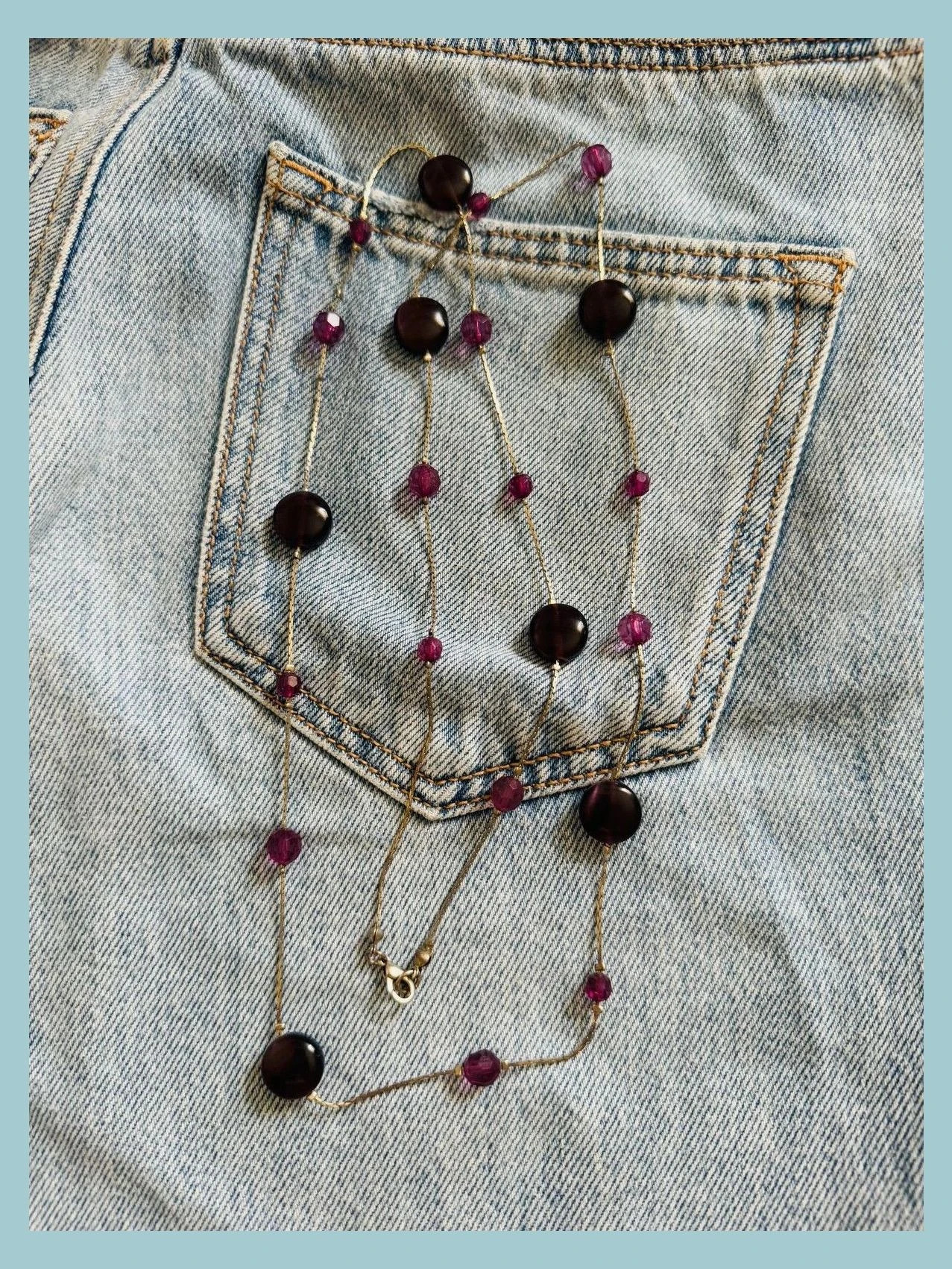 Collar largo acero piedras y cristales 🦋 – Vintage Dressing 2