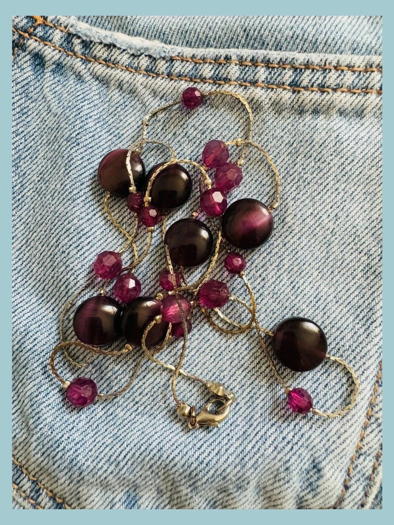 Collar largo acero piedras y cristales 🦋 – Vintage Dressing 3