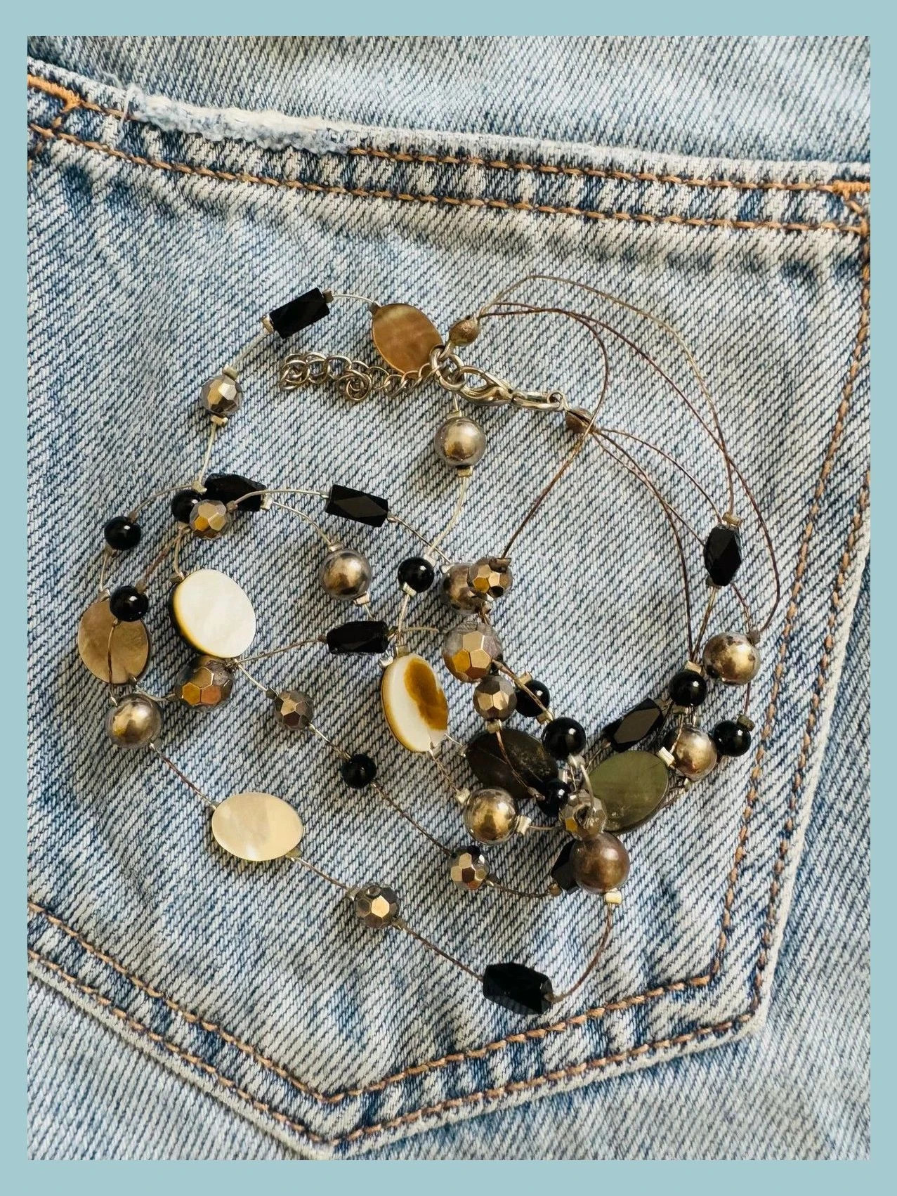 Collar piedra y nácar vintage 🦋 – Vintage Dressing 2