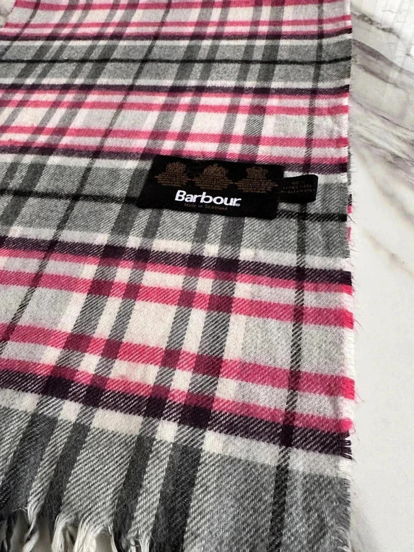 Vintage écharpe femme scarf Barbour à carreaux tartan 100% laine lambswool