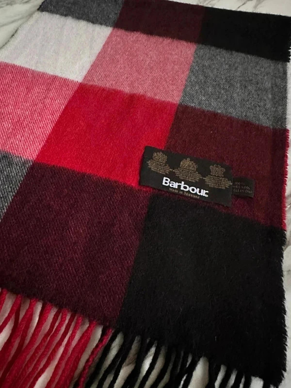 Vintage écharpe🧣scarf Barbour à carreaux tartan 100% laine lambswool unisexe Ref35 attention accros
