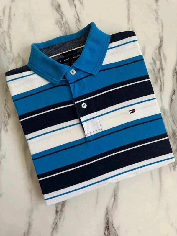 Authentique Polo homme 👕 Tommy Hilfiger à rayures taille M
