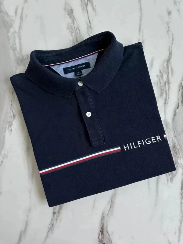 Authentique polo homme 👕 Tommy Hilfiger bleu marine taille L