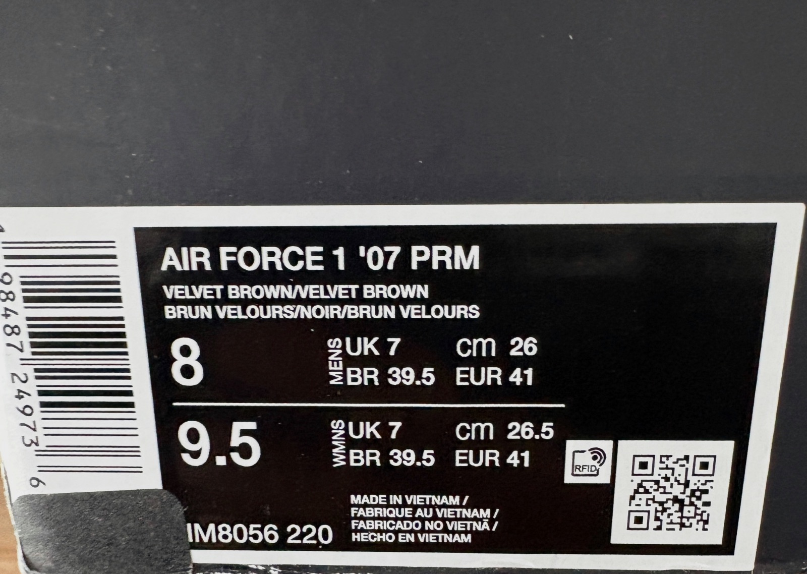 Nike Air Force 1 ’07 PRM Velvet Brown – Neuve avec boîte – 41 – Nike – taille EU 41 9