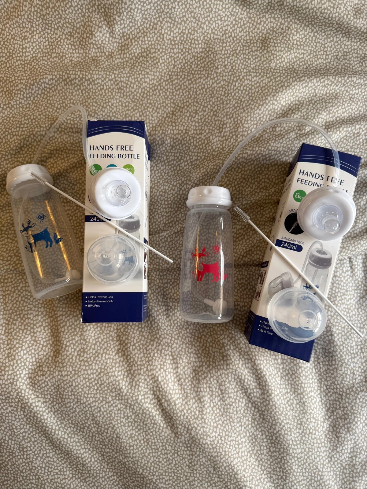 Lot de 2 biberons à paille main libre 240 ml – Neuf