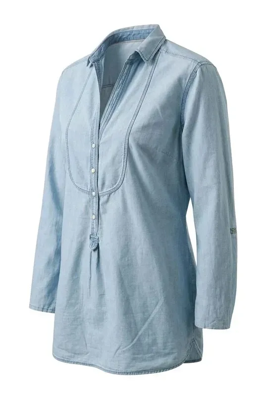 Blusa de denim azul claro manga larga 2