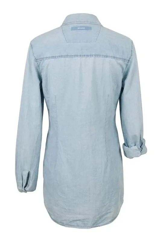Blusa de denim azul claro manga larga 4
