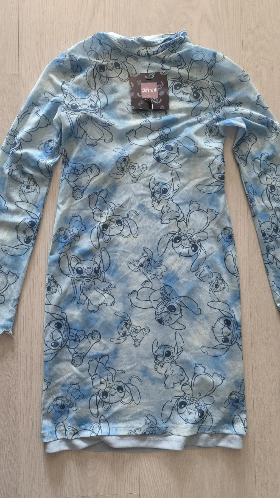 Vestido largo tie-dye azul con estampado 2