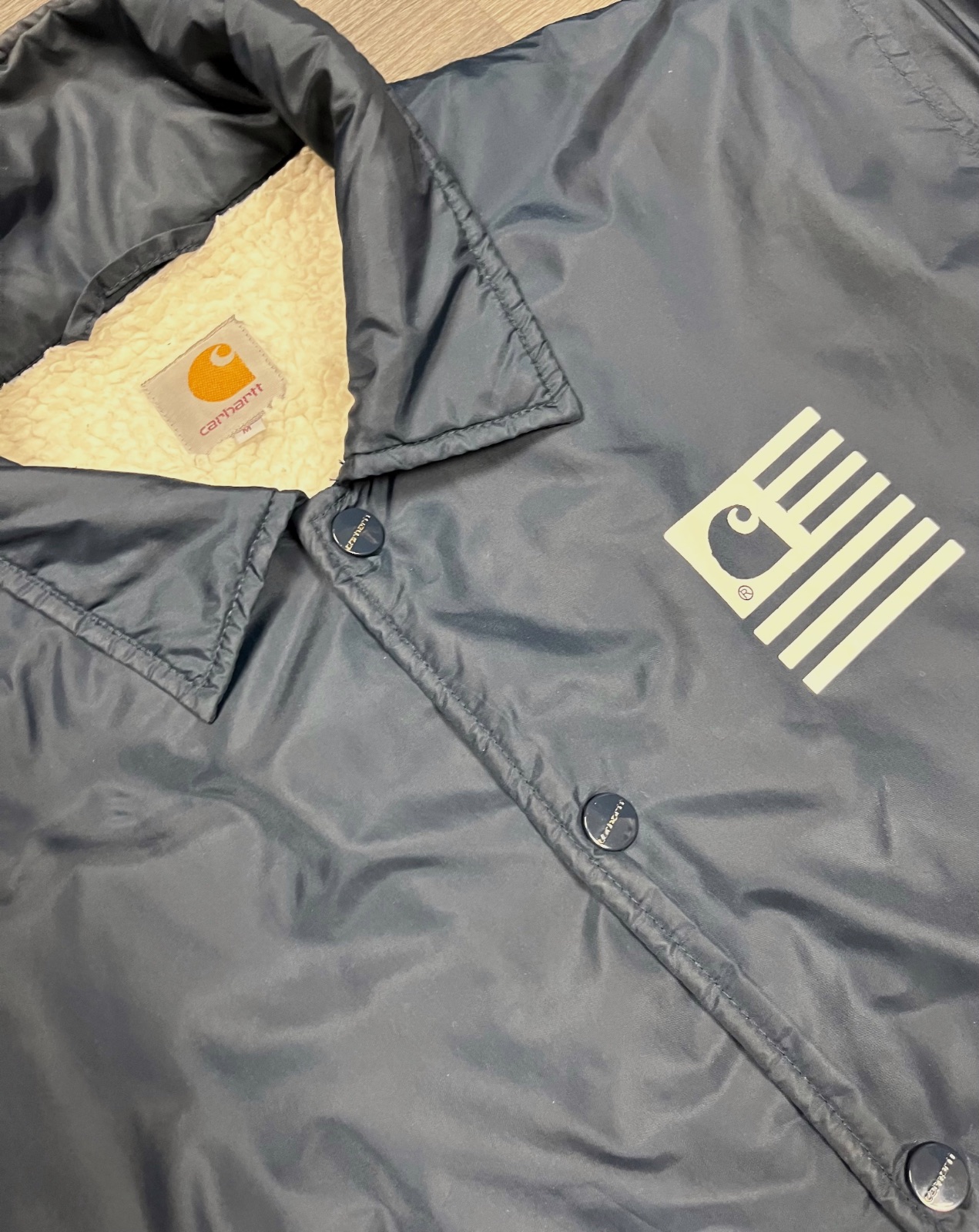 Veste Carhartt WIP Coach Jacket doublée moumoute / sherpa - Bleue Marine - M - – Carhartt – taille M 2