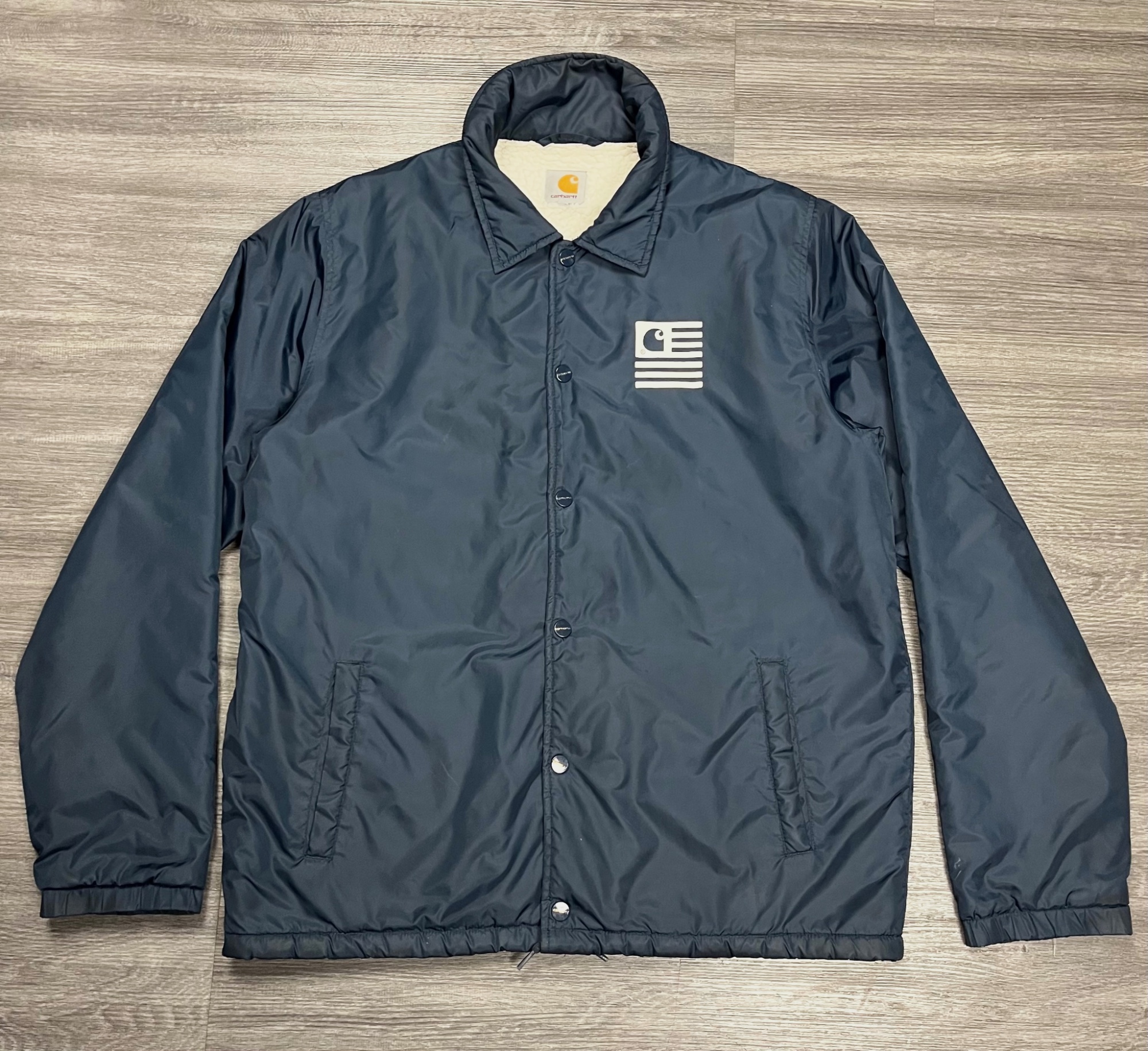 Veste Carhartt WIP Coach Jacket doublée moumoute / sherpa - Bleue Marine - M -