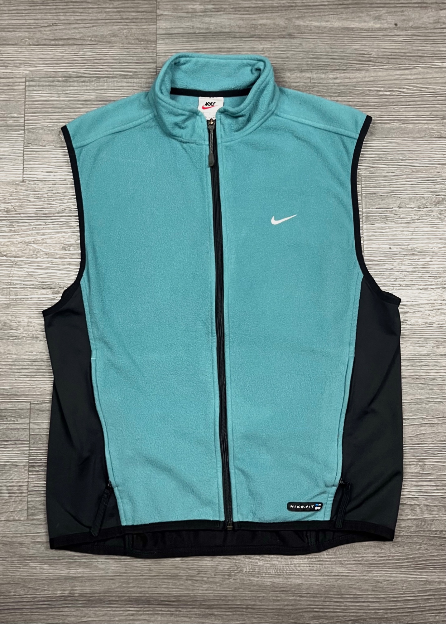 Veste Sans Manches Polaire Nike Vintage Y2K Nike Fit Bleu Vert/Noir /L/