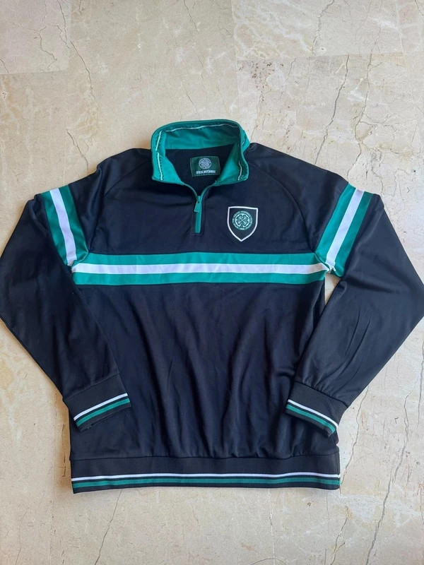 Sudadera Celtic FC retro 1/4 zip negra verde Official Merchandise – Celtic – taille L