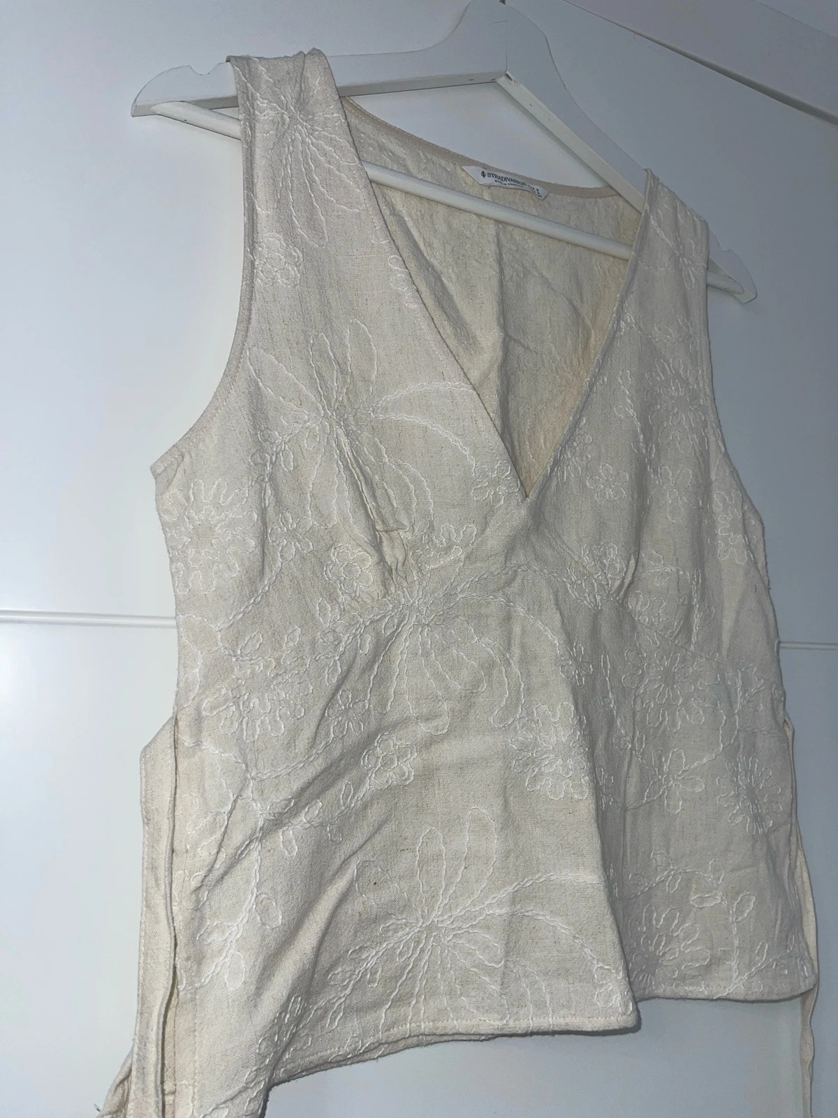Top de lino color crema elegante nuevo – Stradivarius – taille S / 36 / 8 3