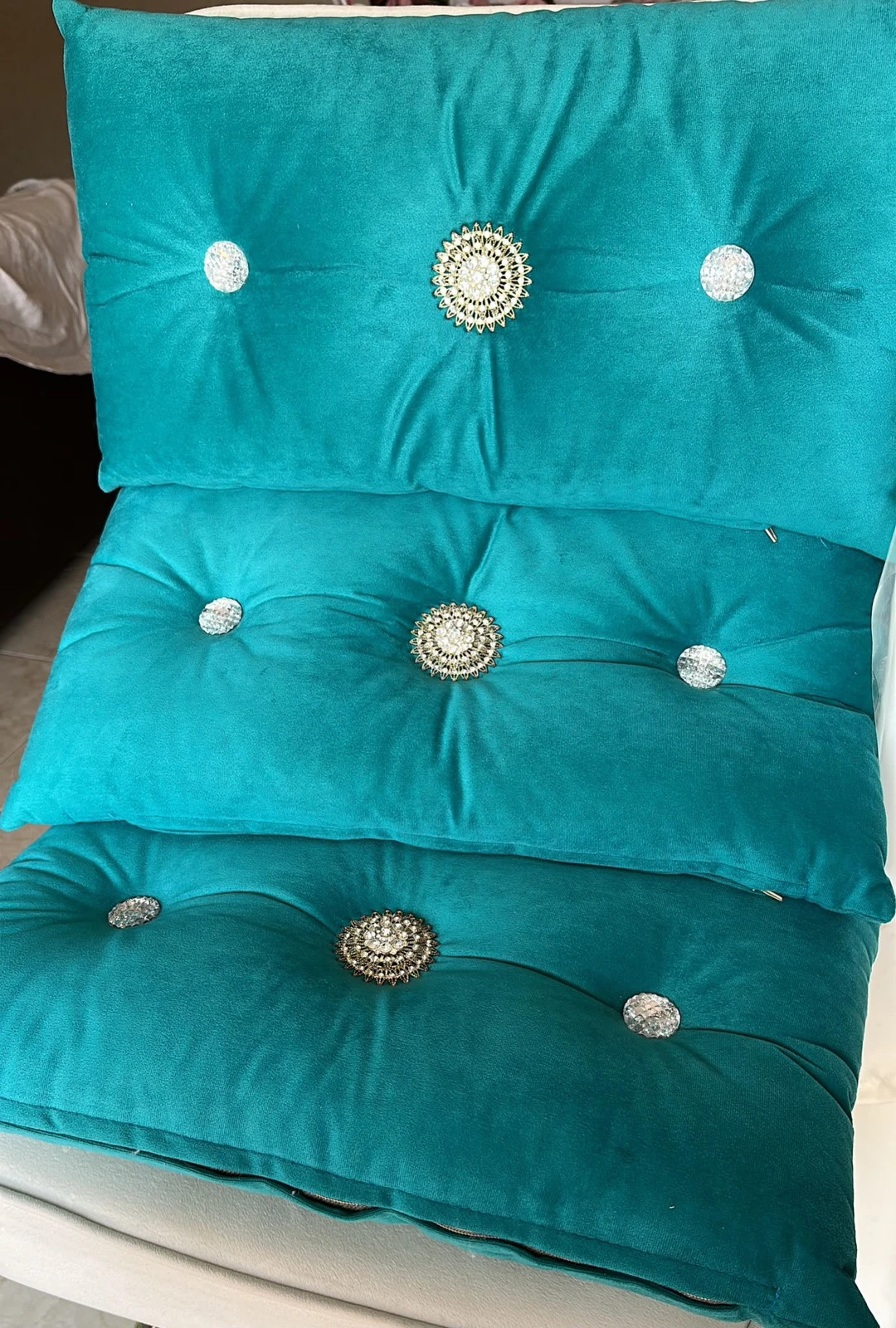 Pack 4 cojines bordadas a mano turquesa – taille Autre 2