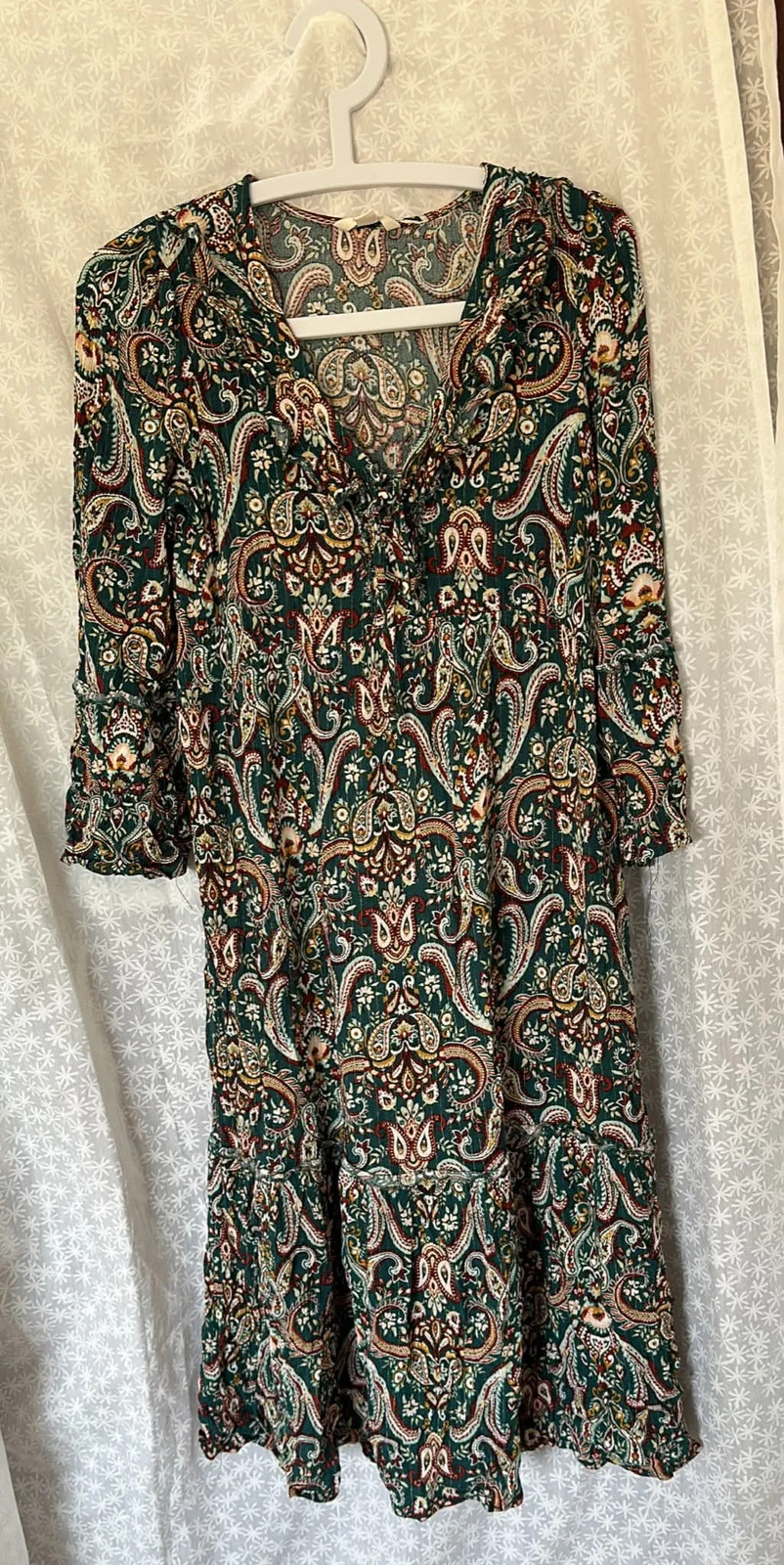 Vestido largo estampado de color verde – Springfield – taille XS / 34 / 6 2