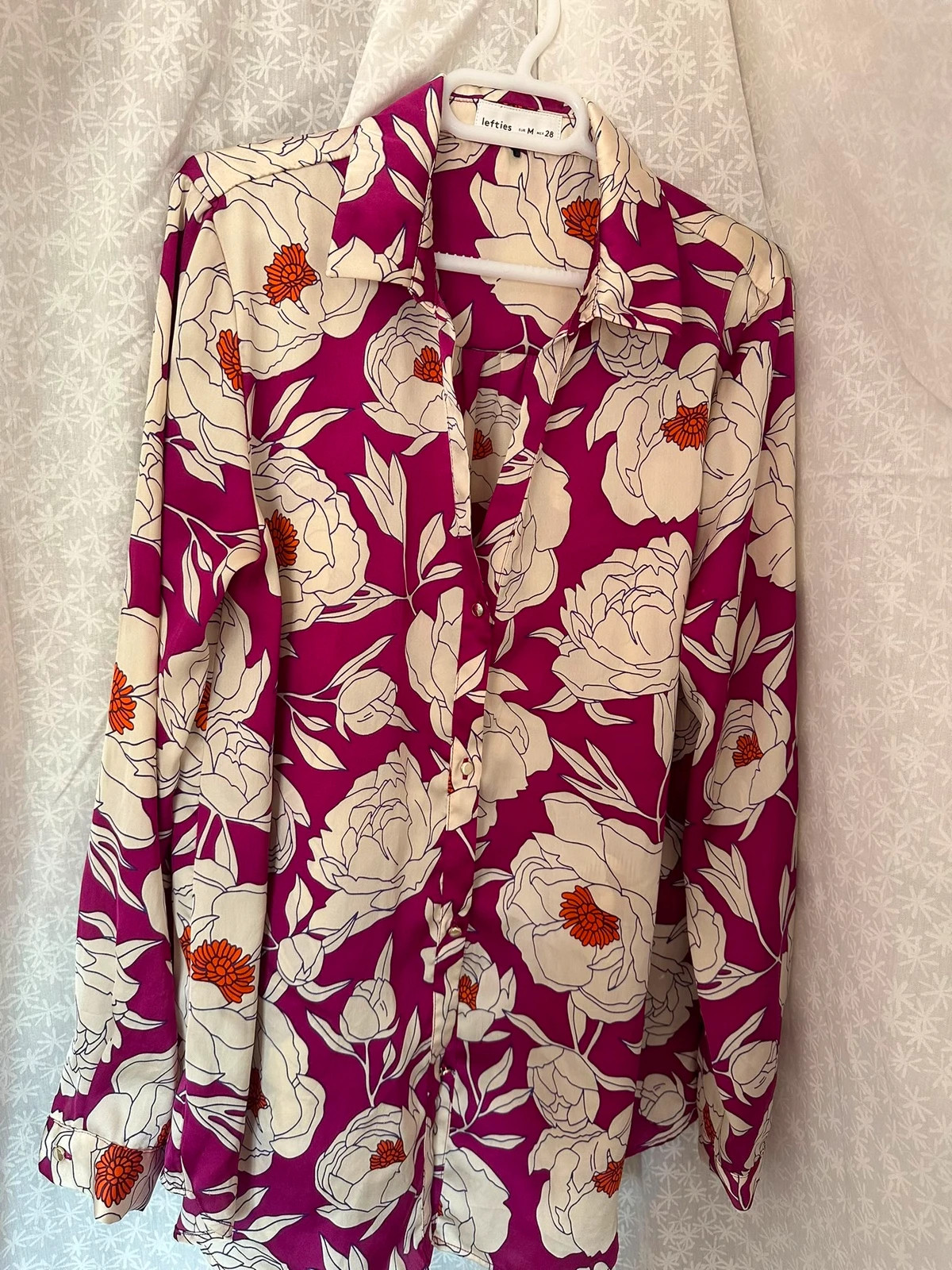 Camisa color fucsia y blanco – Lefties – taille M / 38 / 10 3