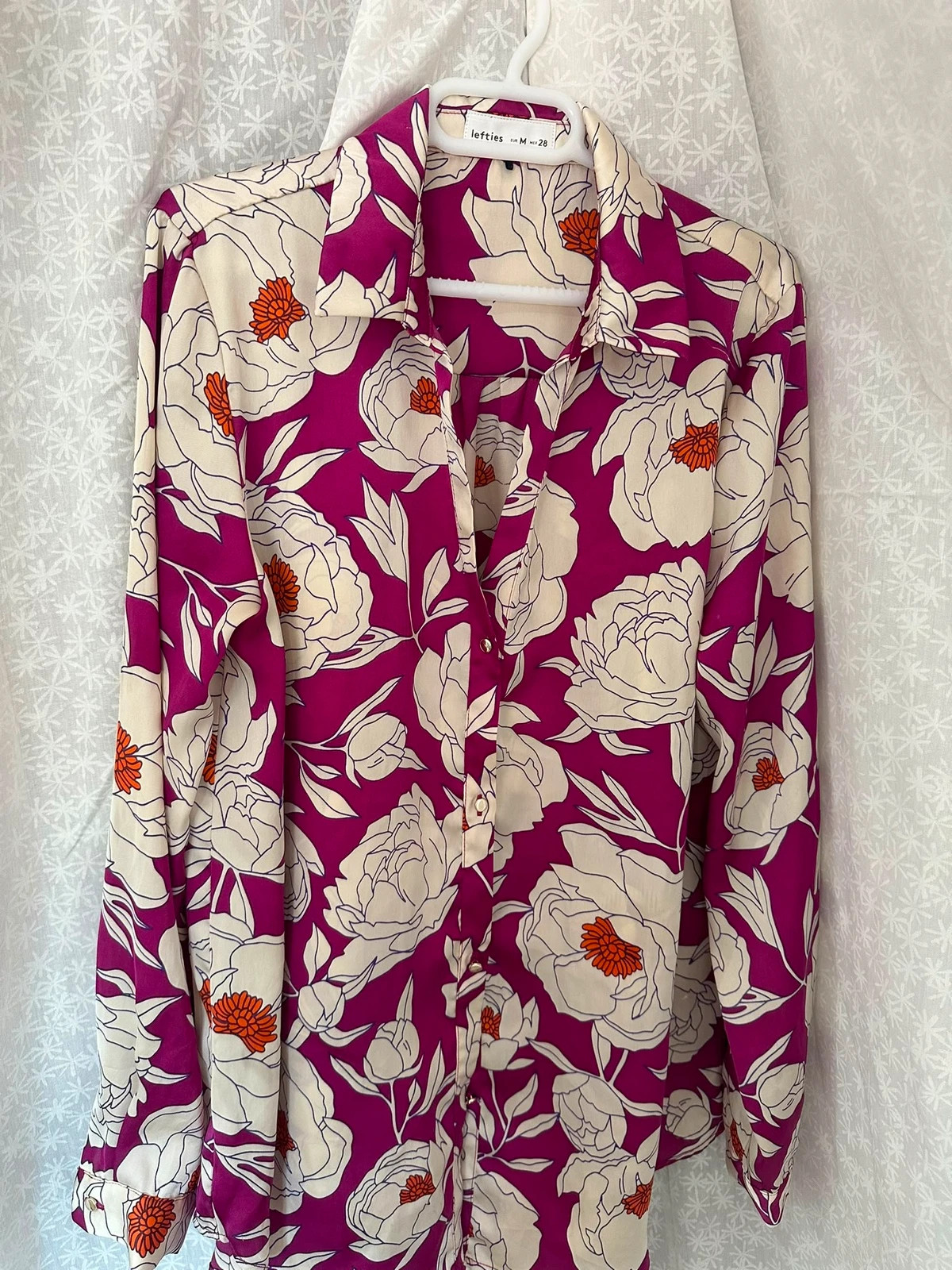 Camisa color fucsia y blanco – Lefties – taille M / 38 / 10 4