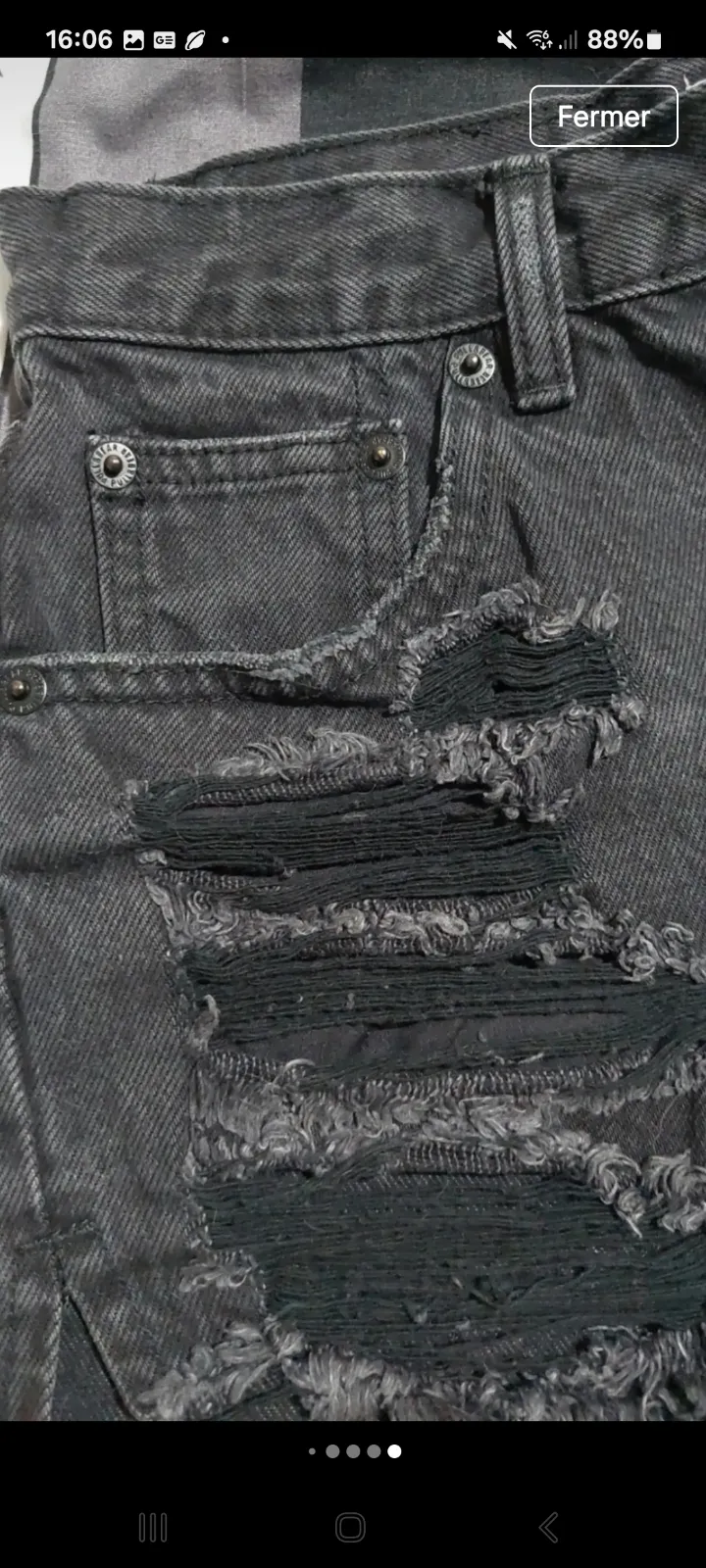 Jean gris déchiré effet vintage