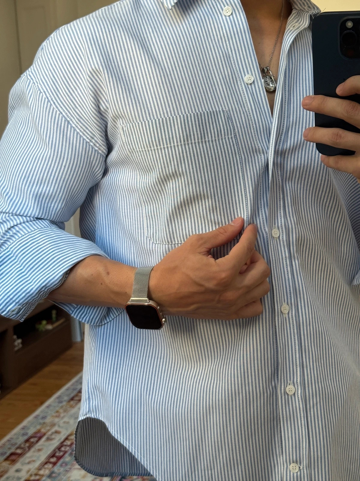 Chemise Zara blanche rayure bleu – Zara – taille M 5