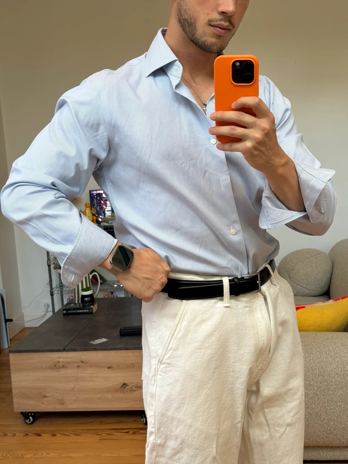 Chemise Uniqlo rayé super non-iron slim fit bleu et blanche taille M – Uniqlo – taille M 2