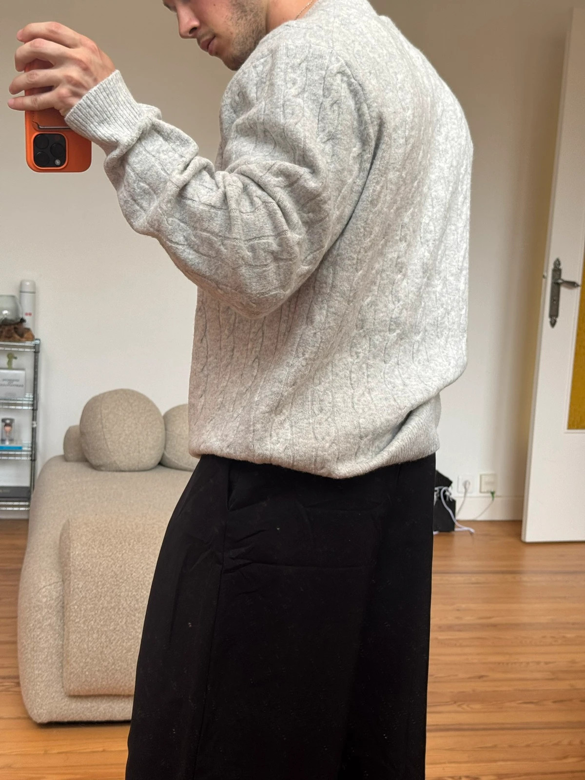 Pull torsadé gris Uniqlo – Uniqlo – taille L 4