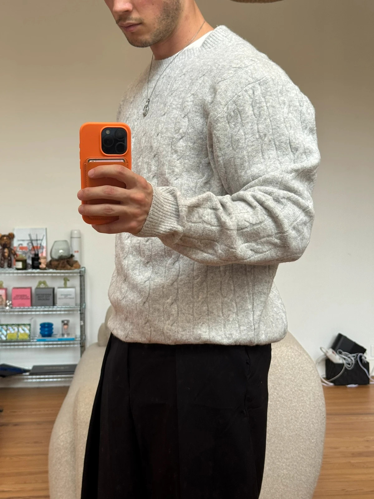 Pull torsadé gris Uniqlo – Uniqlo – taille L 3