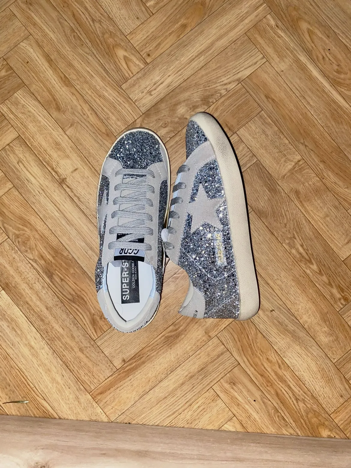 Baskets Golden Goose Super-Star pailletées argentées – Golden Goose – taille EU 39 2