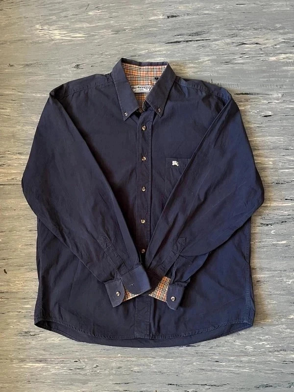 Chemise Burberry vintage bleu marine - col 17½ - XL – Burberry – taille XL 5