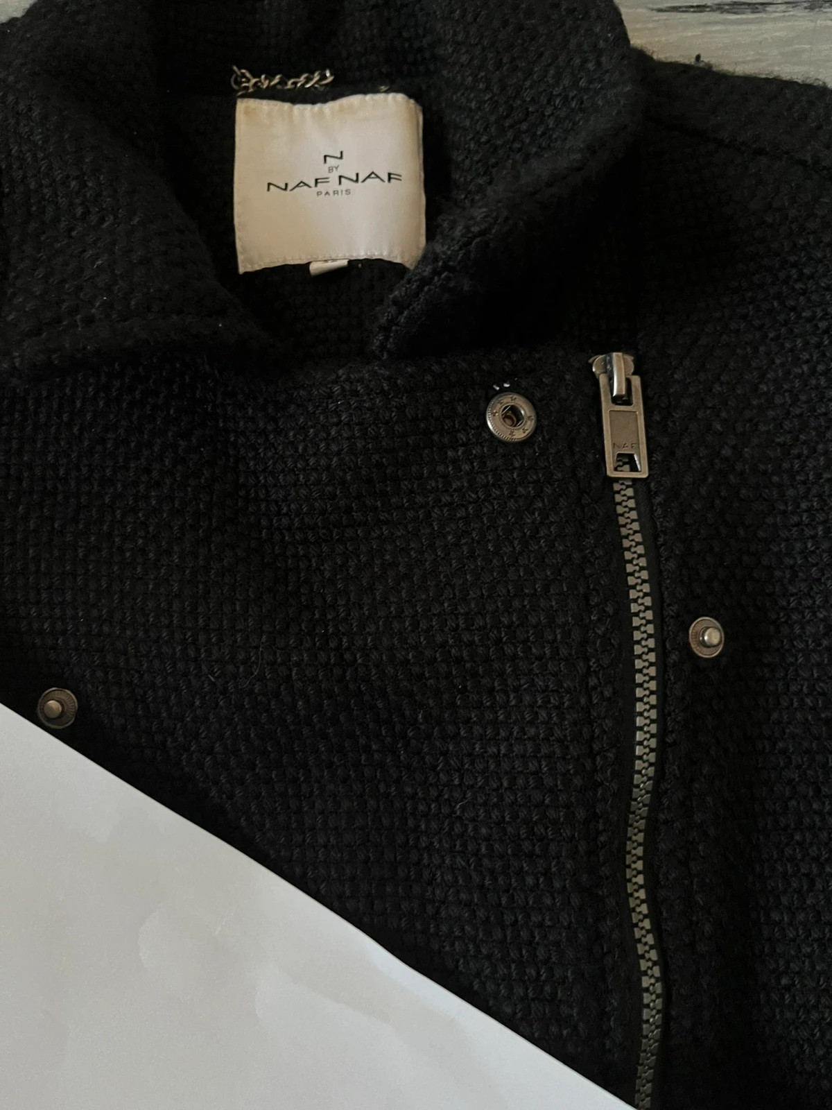 Naf Naf Veste perfecto tweed noir - Noir - taille 38 M – Naf Naf – taille M / 38 / 10 2