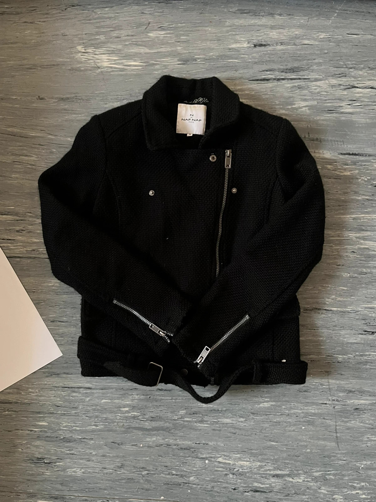Naf Naf Veste perfecto tweed noir - Noir - taille 38 M