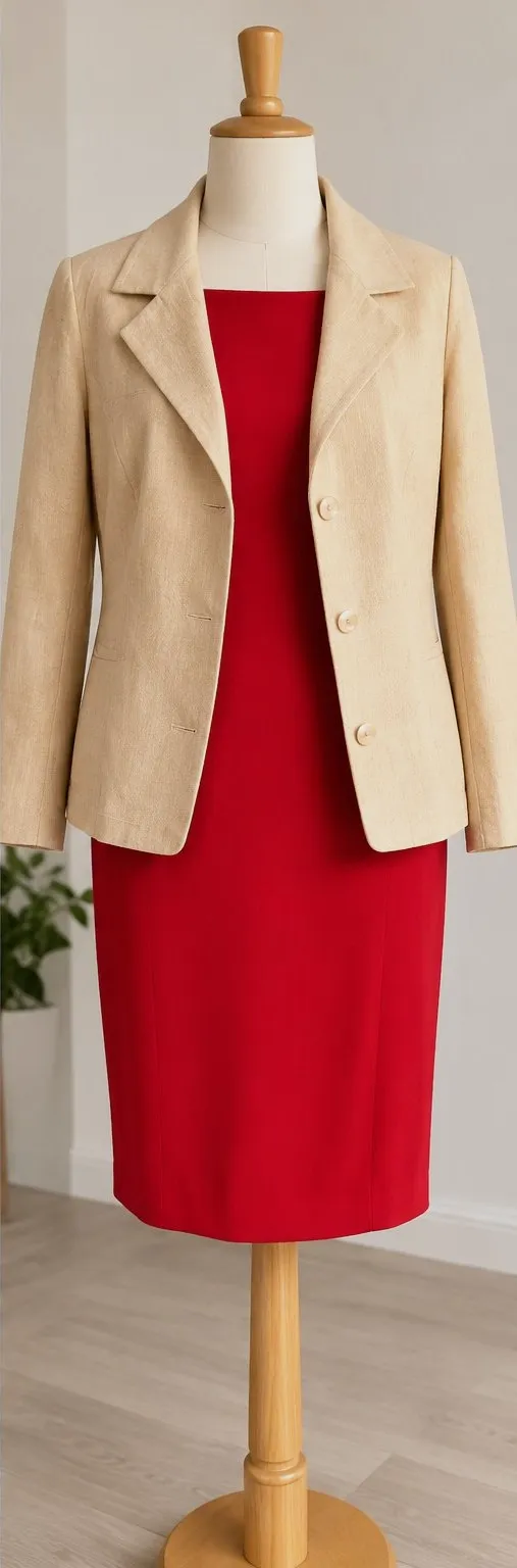 Robe rouge sans manches avec fermeture éclair dorée dans le dos  – Avon – taille S 4
