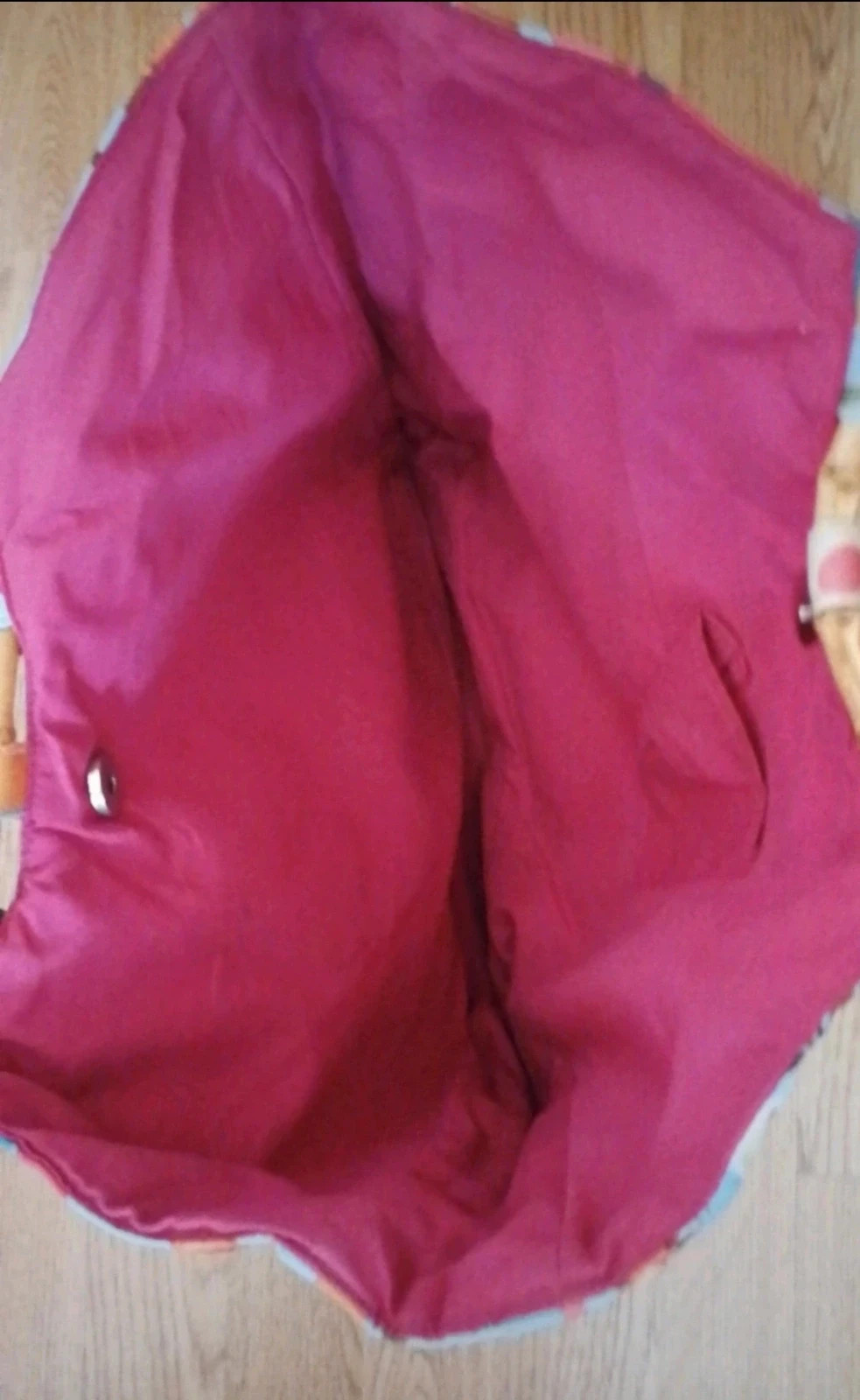 Bolso de lona estampado con asas de bambú/madera | Shopper medio | Colorido | Muy buen estado – marca local 3