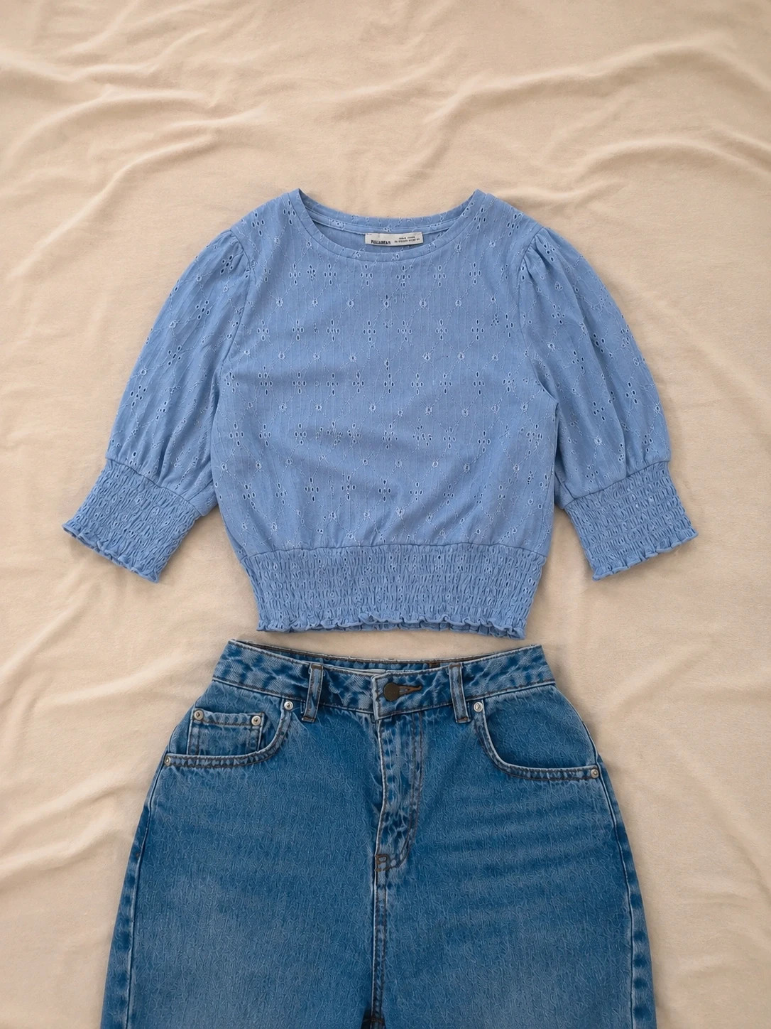 Pull&Bear top con mangas 3/4 lila