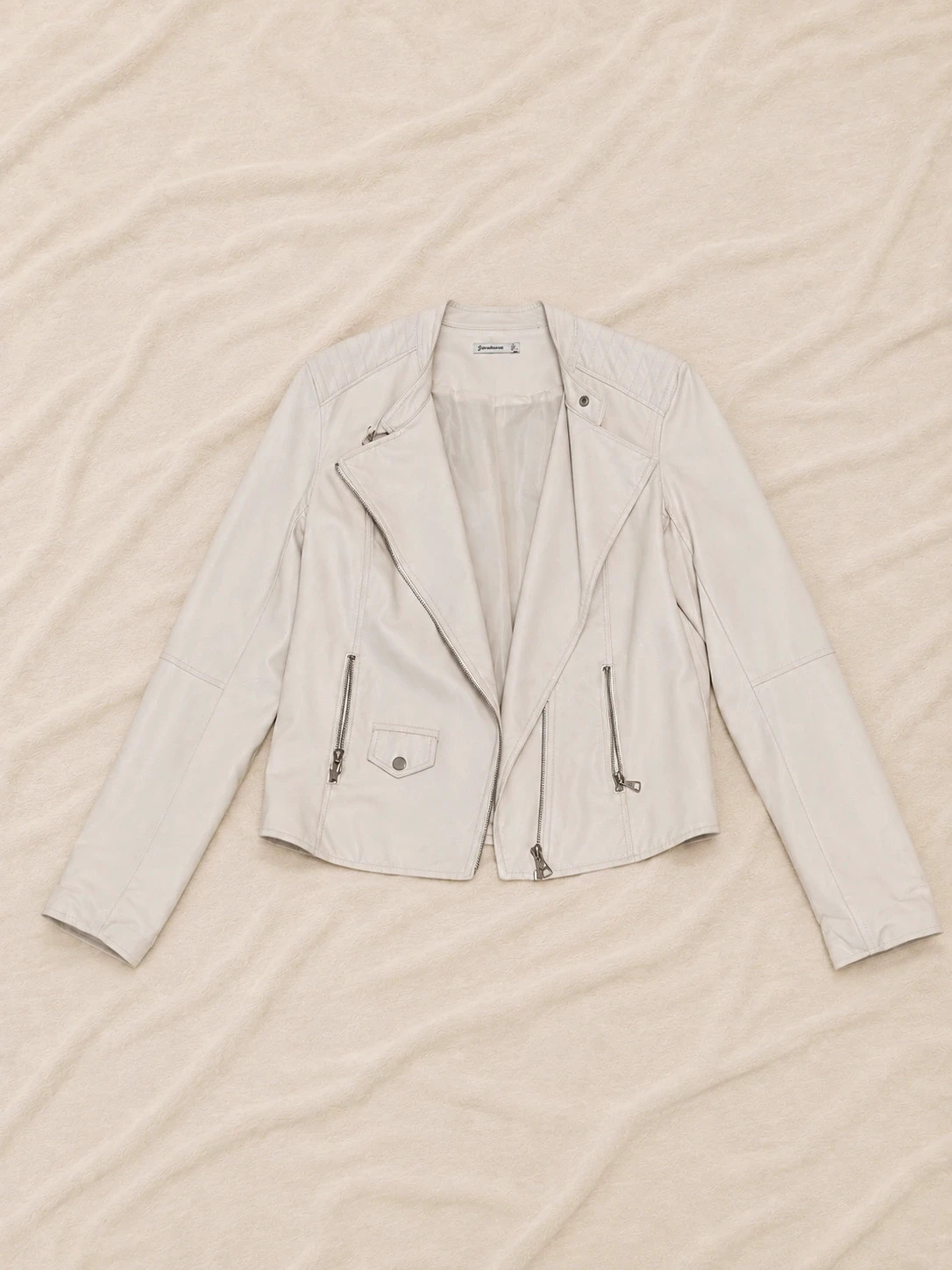 Stradivarius chaqueta / cazadora de cuero blanca – Stradivarius – taille L / 40 / 12 2