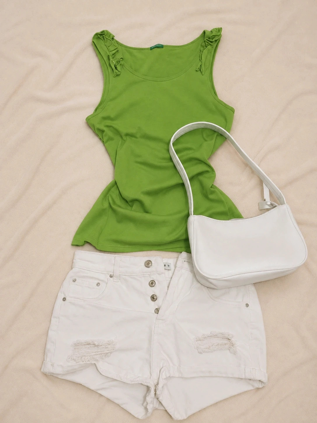 Benetton top sin mangas verde vintage