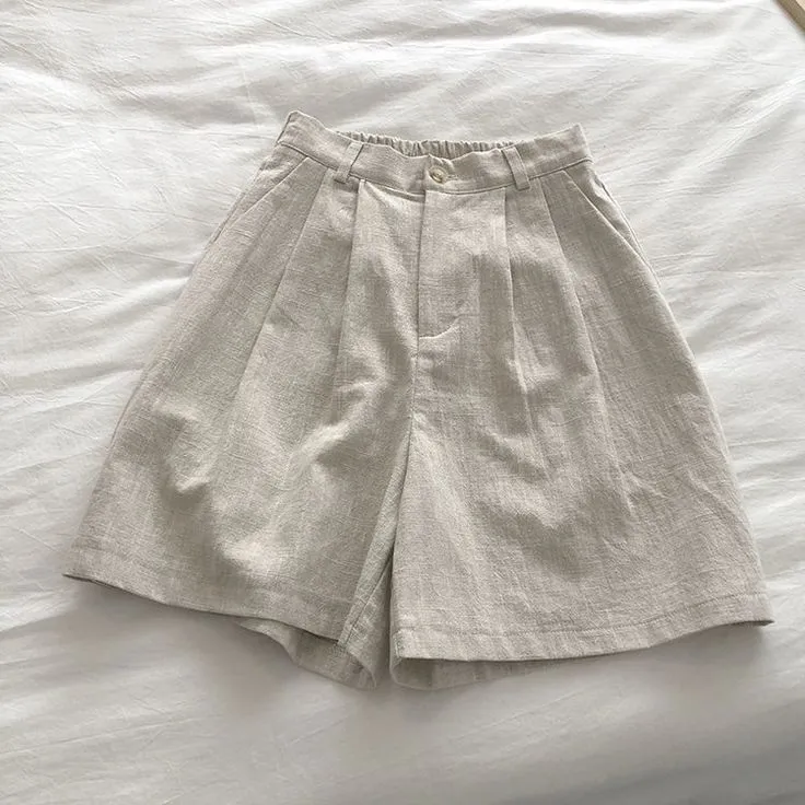 Short plissé beige rayé 2