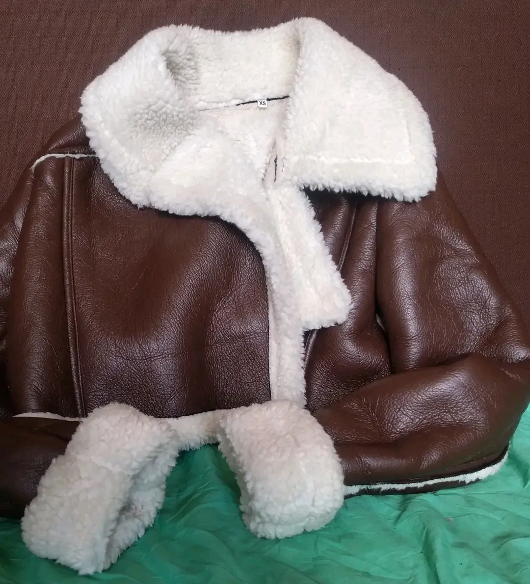 Veste aviateur marron fourrure XS 2