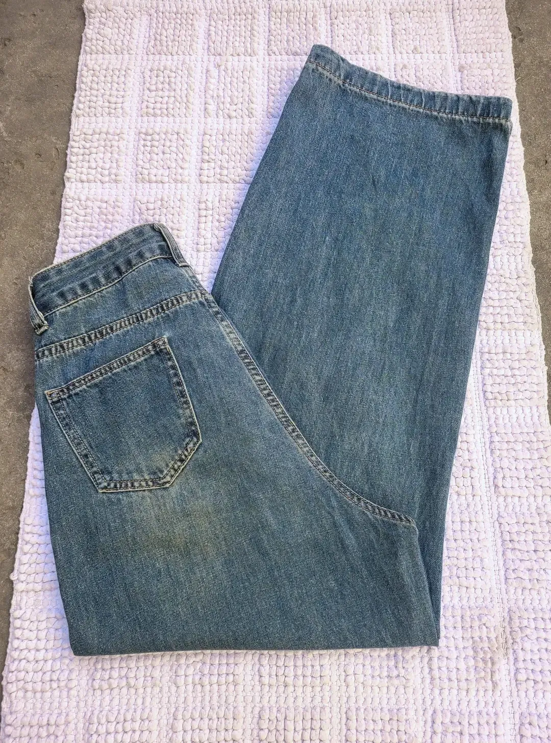 Jean bleu taille haute jambes larges 2